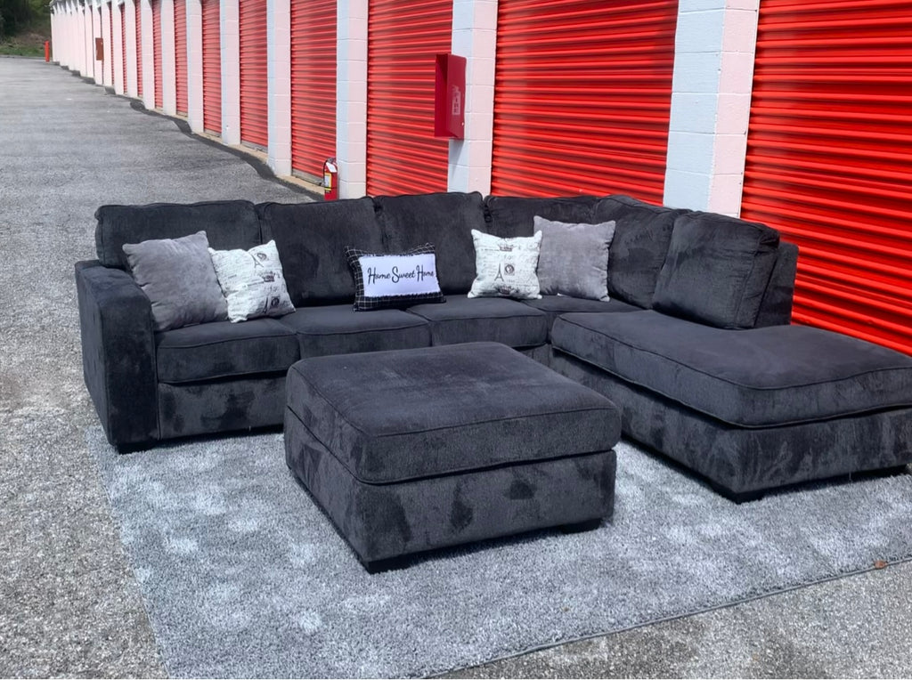 Ashley Furniture (Black) 2 Piece Sectional with Ottoman