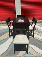 Brand New! 5 Piece Round Leaf Dinning Set in Dark Coffee