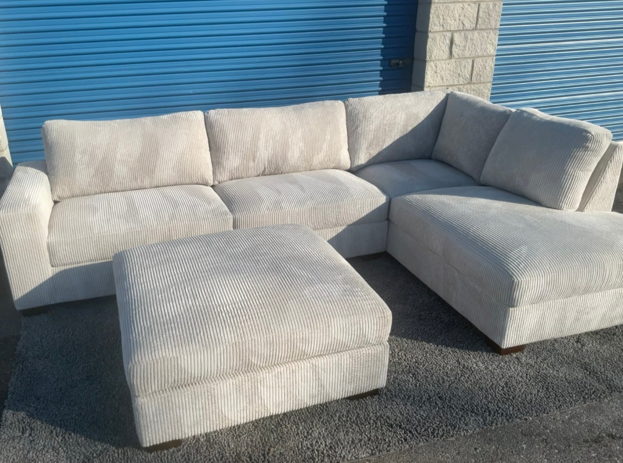 Thomasville (Corduroy) 2 Piece Sectional with Ottoman Set