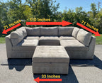 Thomasville (Biege) 6 Piece Modular Sectional with Ottoman Set