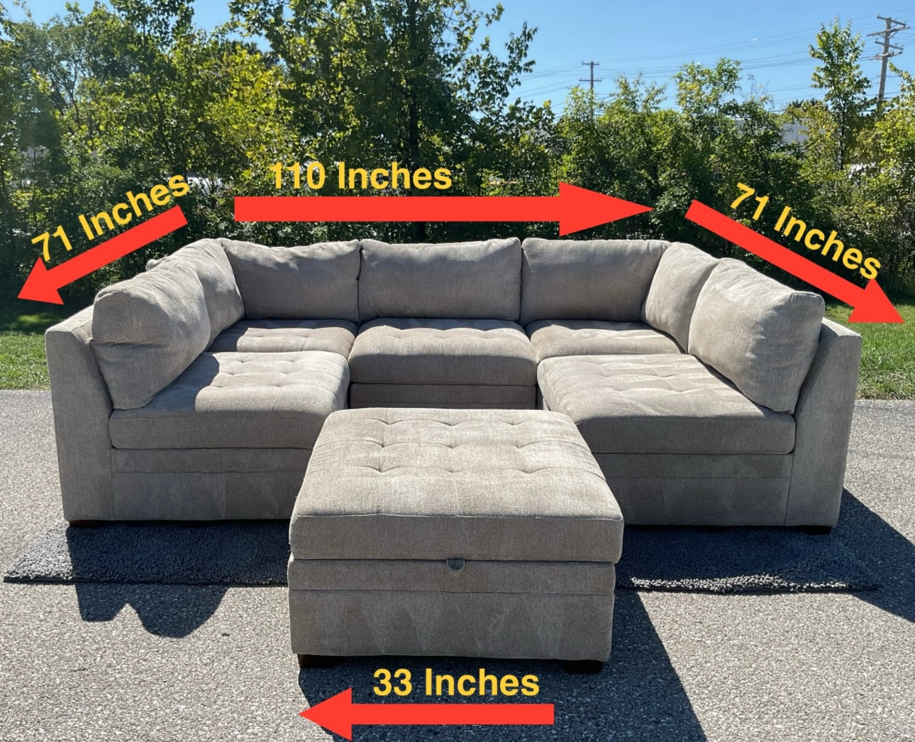 Thomasville (Biege) 6 Piece Modular Sectional with Ottoman Set