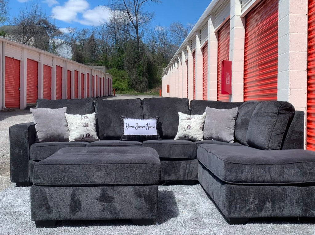 Ashley Furniture (Black) 2 Piece Sectional with Ottoman