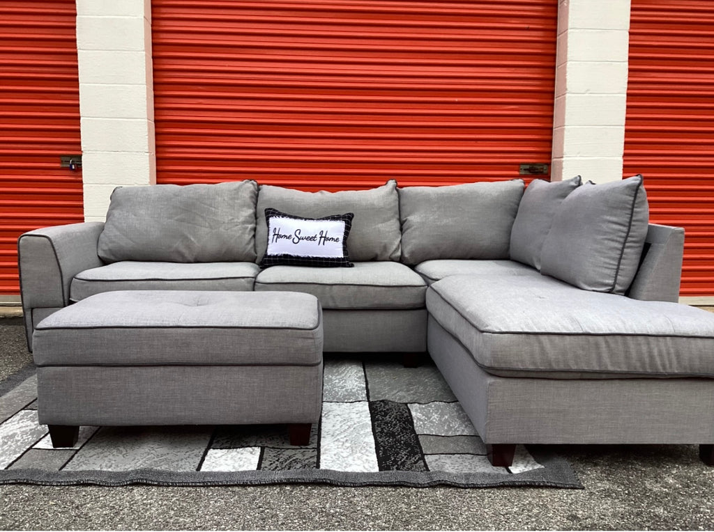 May Furniture 2 Piece Sectional with Storage Ottoman Set