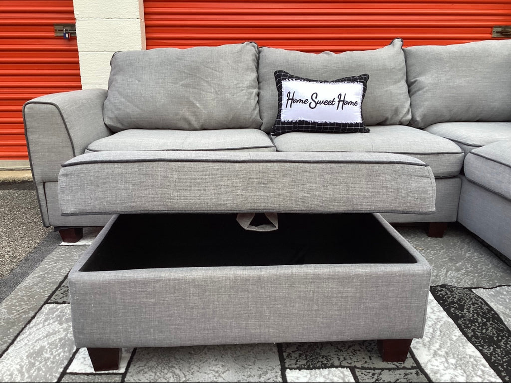 May Furniture 2 Piece Sectional with Storage Ottoman Set