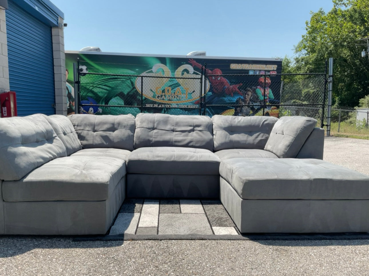 Light Grey 5 Piece Modular Sectional with Ottoman Set