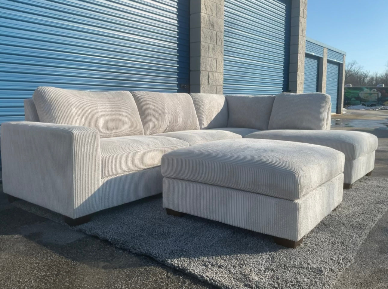 Thomasville (Corduroy) 2 Piece Sectional with Ottoman Set