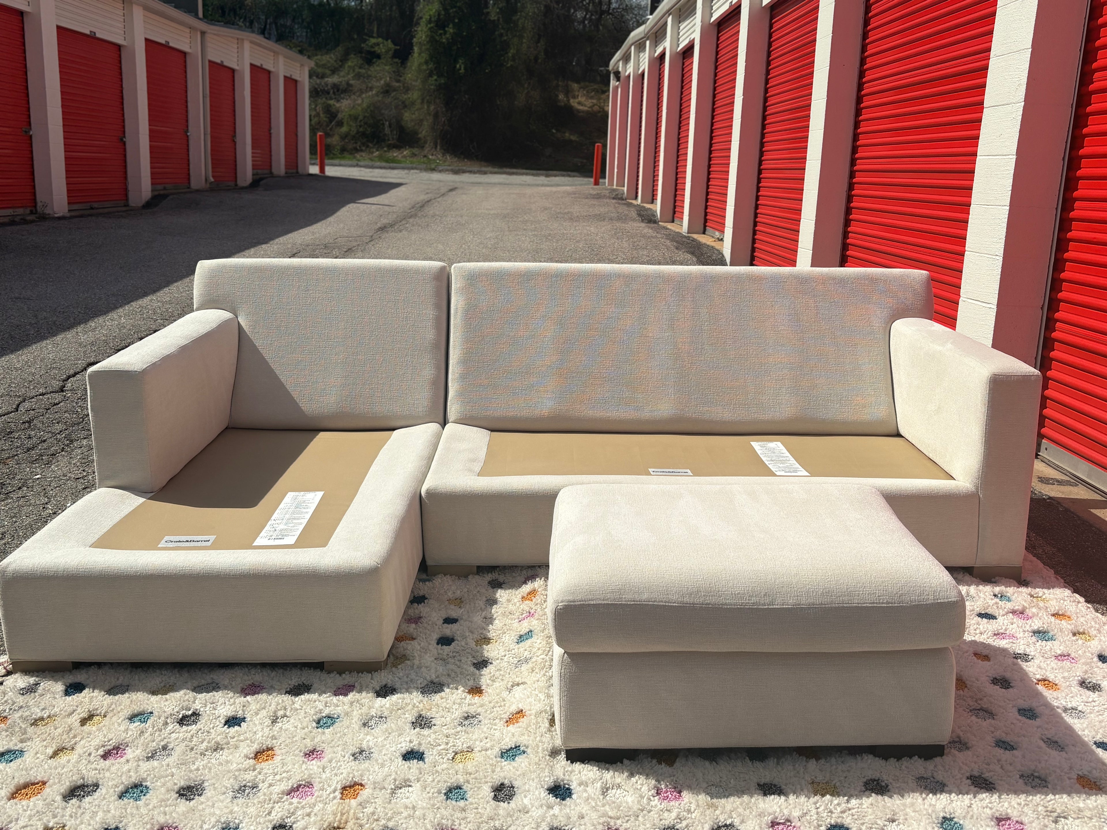 Crate and Barrel Axis 2Piece Sectional With Ottoman Set