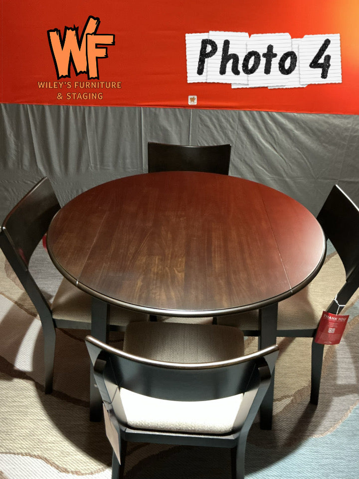 Brand New! 5 Piece Round Leaf Dinning Set in Dark Coffee