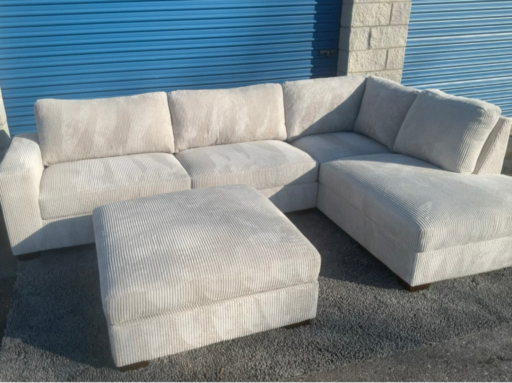 Thomasville (Corduroy) 2 Piece Sectional with Ottoman Set