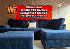 (Cordell Collection) Royal Blue 2 Piece Sectional with Matching Ottoman Set