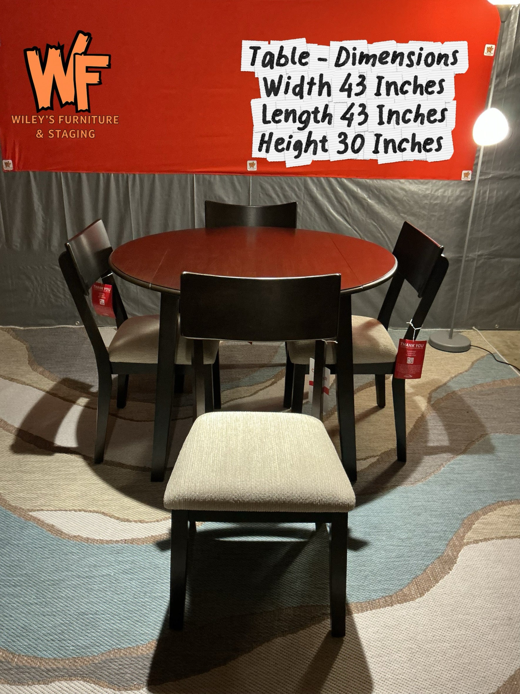 Brand New! 5 Piece Round Leaf Dinning Set in Dark Coffee