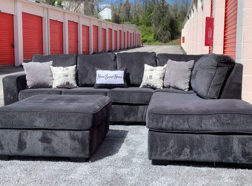Ashley Furniture (Black) 2 Piece Sectional with Ottoman