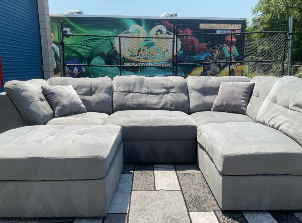 Light Grey 5 Piece Modular Sectional with Ottoman Set