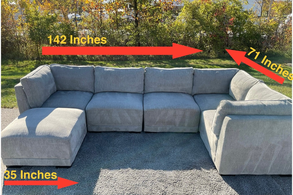 Thomasville 6 Piece Modular Sectional With Ottoman Set