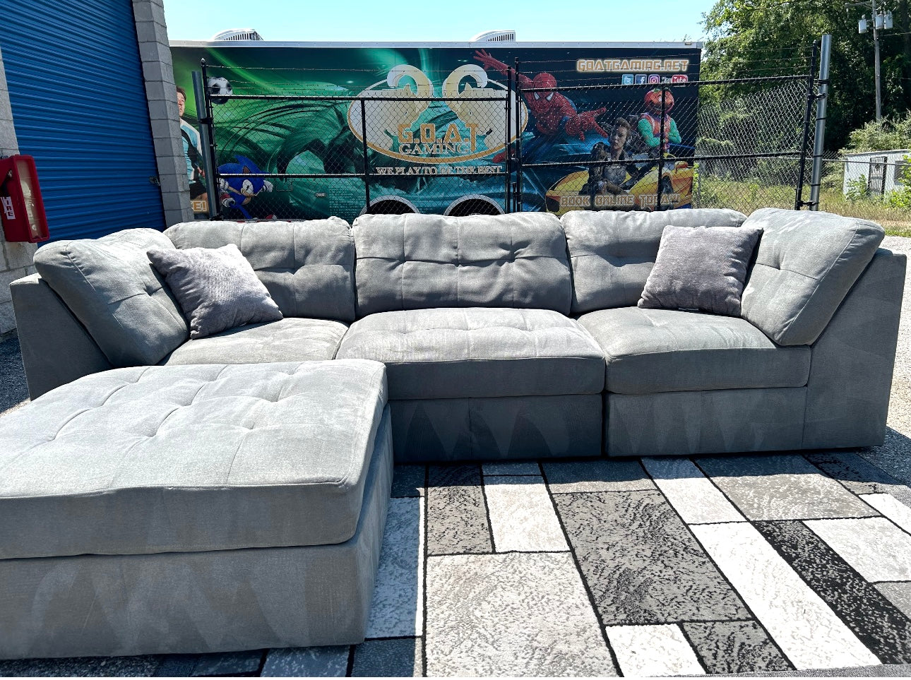 Light Grey 5 Piece Modular Sectional with Ottoman Set
