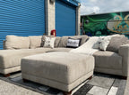 Havertys Oatmeal 2 Piece Sectional with Ottoman Set