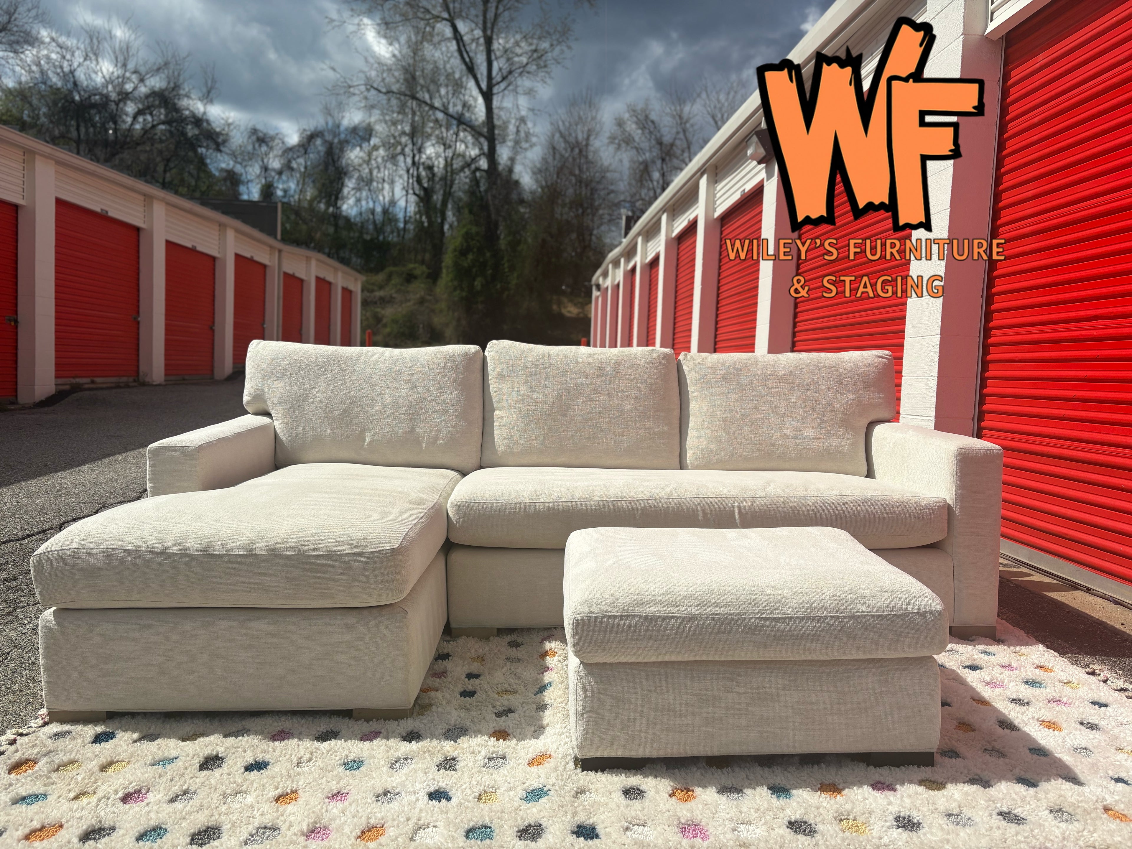 Crate and Barrel Axis 2Piece Sectional With Ottoman Set