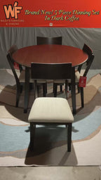 Brand New! 5 Piece Round Leaf Dinning Set in Dark Coffee