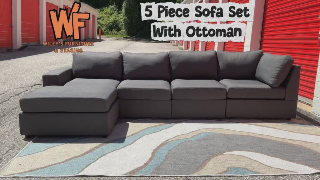 5 Piece (Low Profile) Sofa Set with Ottoman